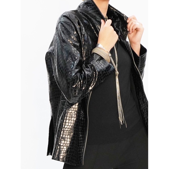 NWT DUETTE NYC Vegan Leather Embossed Jacket - "The Laight" - Picture 7 of 12